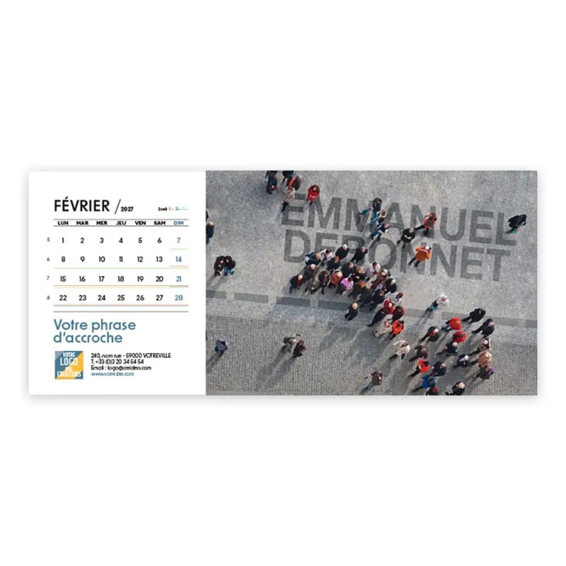 Calendrier chevalet horizontal (23x10 cm) personnalisé - nominatif Méga