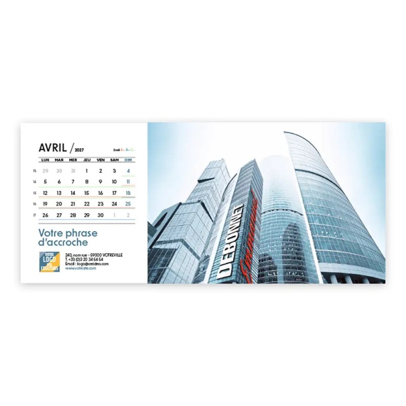 Calendrier chevalet horizontal (23x10 cm) personnalisé - nominatif Méga