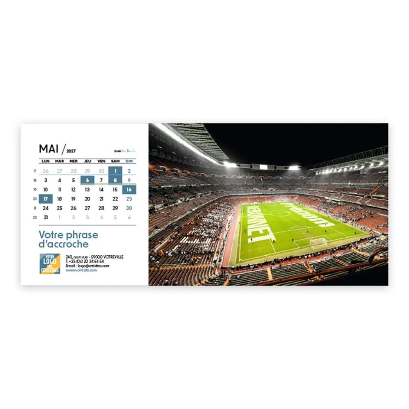 Calendrier chevalet horizontal (23x10 cm) personnalisé - nominatif Méga