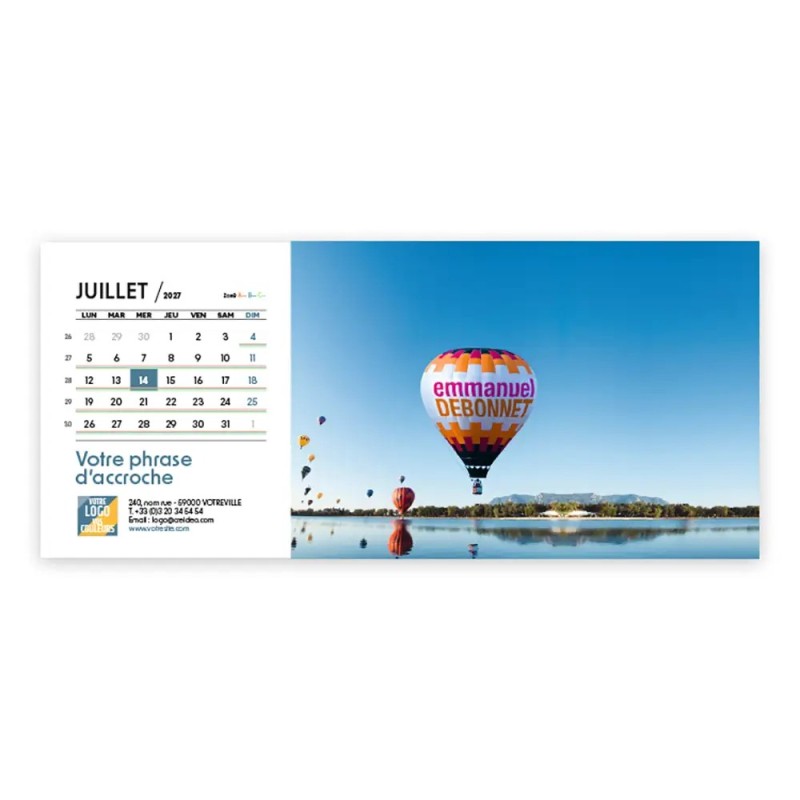 Calendrier chevalet horizontal (23x10 cm) personnalisé - nominatif Méga
