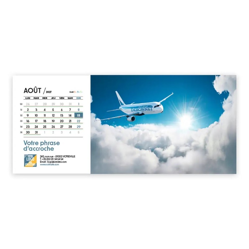 Calendrier chevalet horizontal (23x10 cm) personnalisé - nominatif Méga