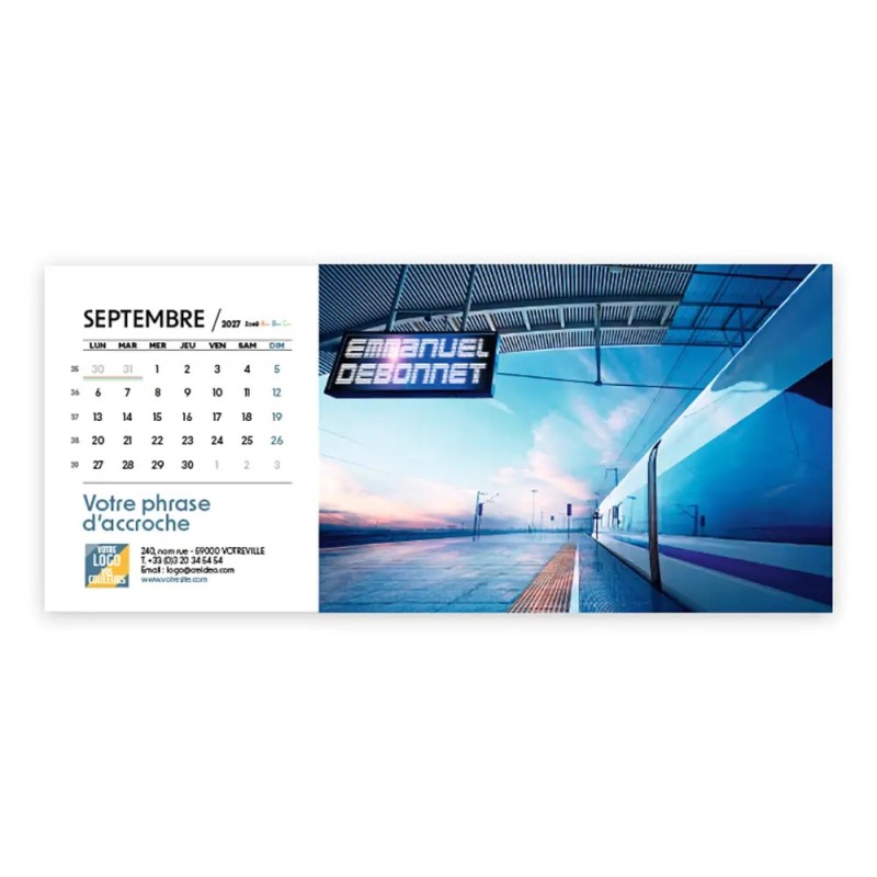 Calendrier chevalet horizontal (23x10 cm) personnalisé - nominatif Méga