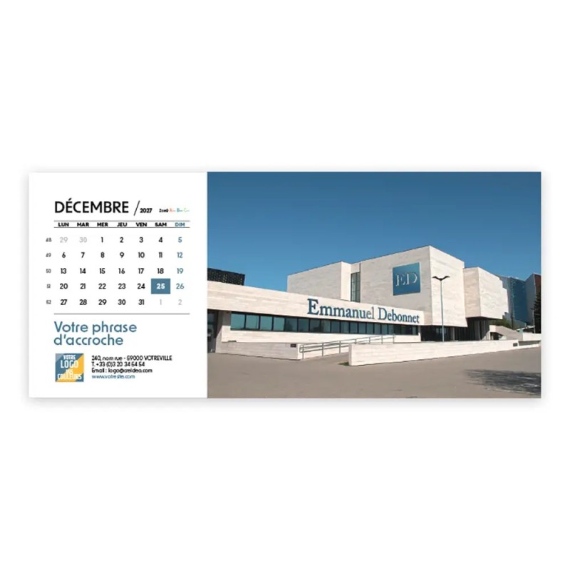 Calendrier chevalet horizontal (23x10 cm) personnalisé - nominatif Méga