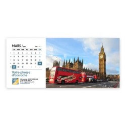 Calendrier chevalet horizontal (23x10 cm) personnalisé - nominatif Ville