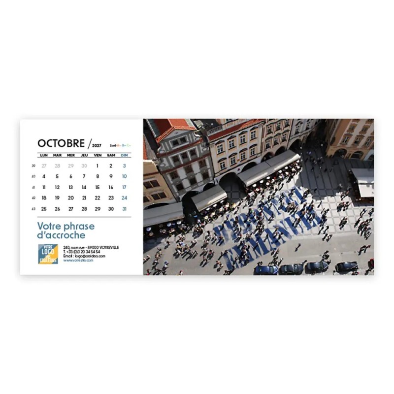 Calendrier chevalet horizontal (23x10 cm) personnalisé - nominatif Ville