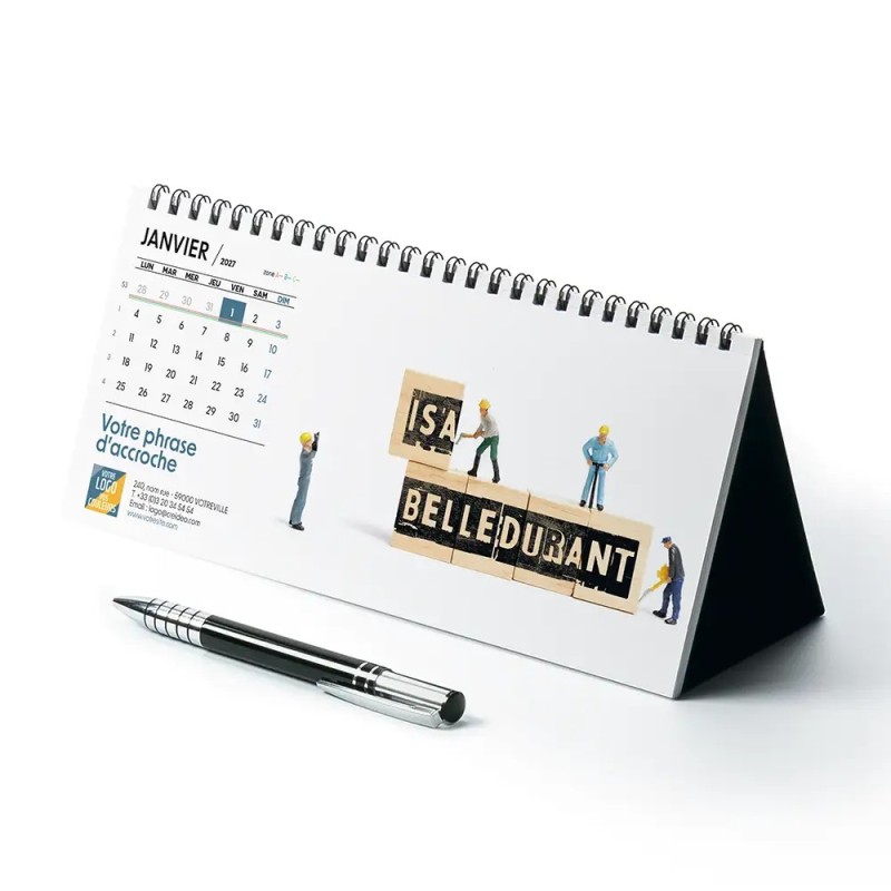 Calendrier chevalet horizontal (23x10 cm) personnalisé - nominatif Figurine