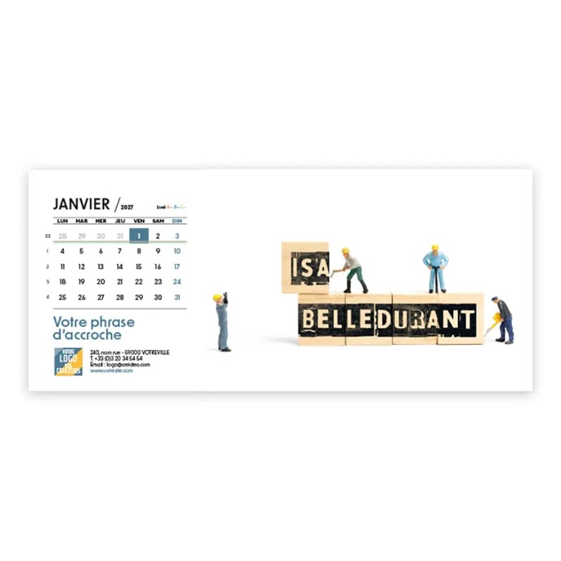 Calendrier chevalet horizontal (23x10 cm) personnalisé - nominatif Figurine