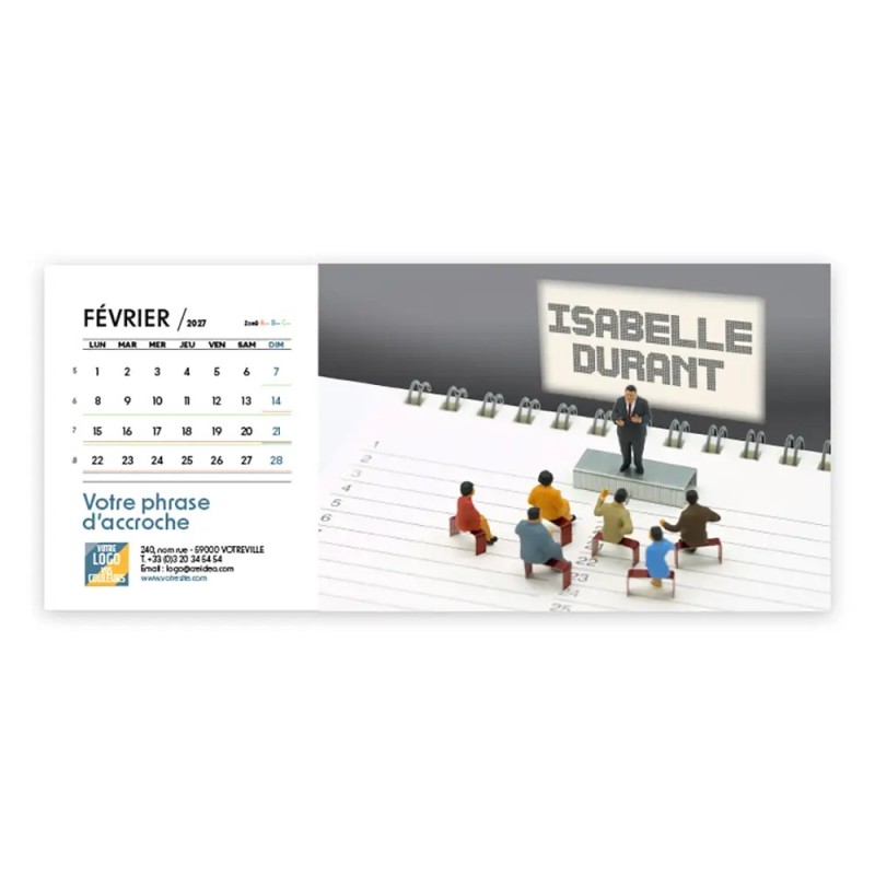 Calendrier chevalet horizontal (23x10 cm) personnalisé - nominatif Figurine
