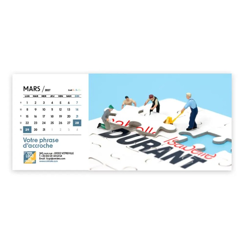 Calendrier chevalet horizontal (23x10 cm) personnalisé - nominatif Figurine