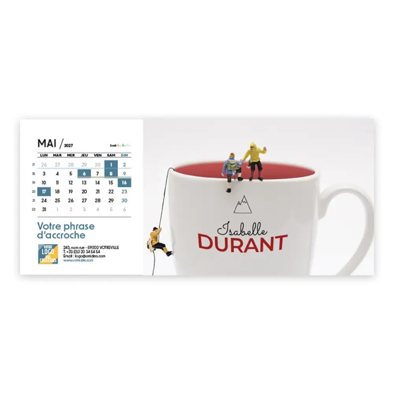 Calendrier chevalet horizontal (23x10 cm) personnalisé - nominatif Figurine