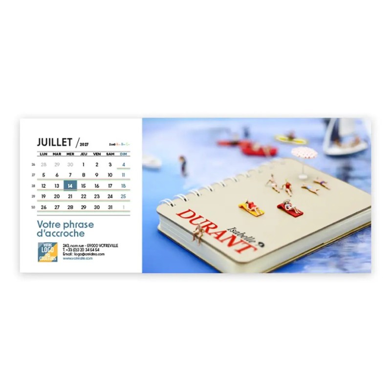 Calendrier chevalet horizontal (23x10 cm) personnalisé - nominatif Figurine
