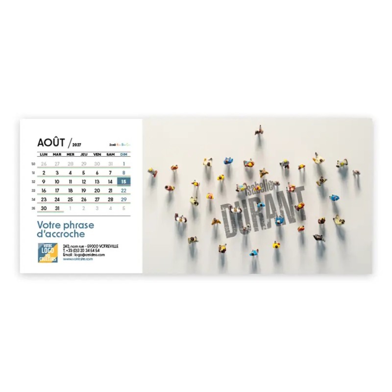 Calendrier chevalet horizontal (23x10 cm) personnalisé - nominatif Figurine