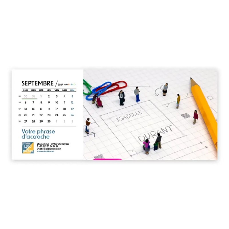 Calendrier chevalet horizontal (23x10 cm) personnalisé - nominatif Figurine