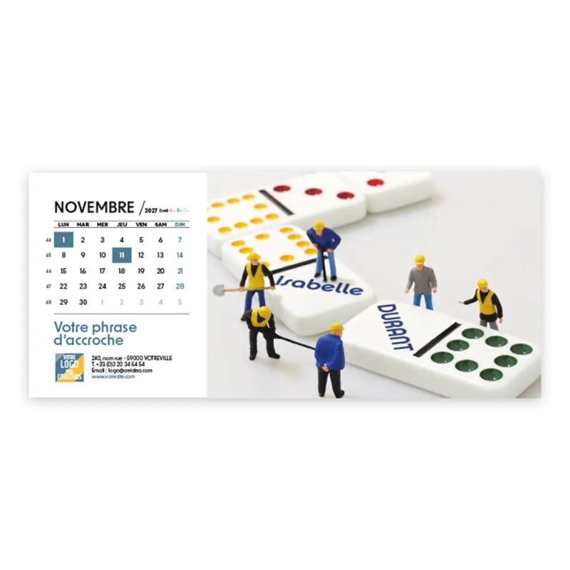 Calendrier chevalet horizontal (23x10 cm) personnalisé - nominatif Figurine