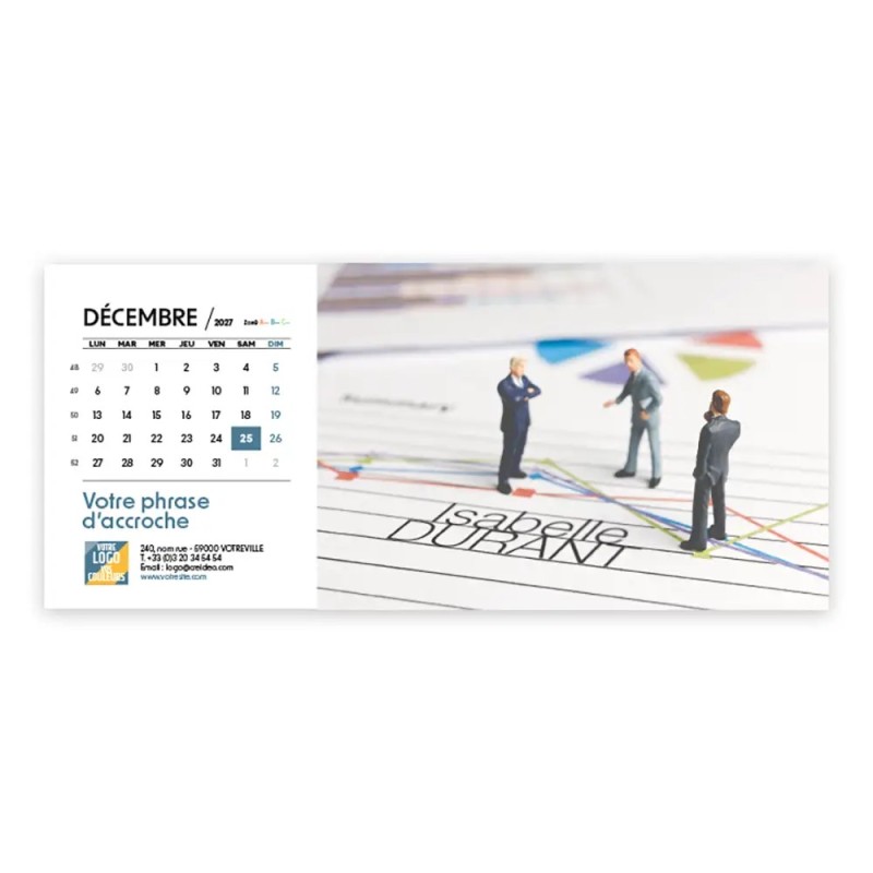 Calendrier chevalet horizontal (23x10 cm) personnalisé - nominatif Figurine