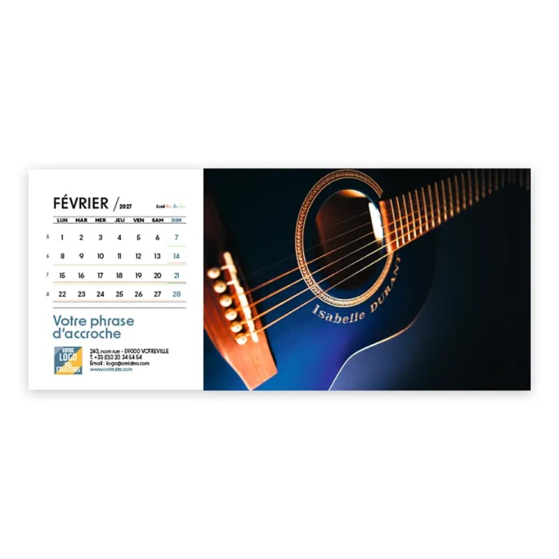 Calendrier chevalet horizontal (23x10 cm) personnalisé - nominatif Objets