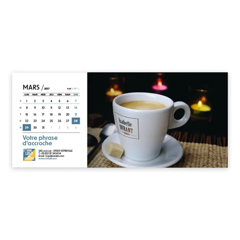 Calendrier chevalet horizontal (23x10 cm) personnalisé - nominatif Objets