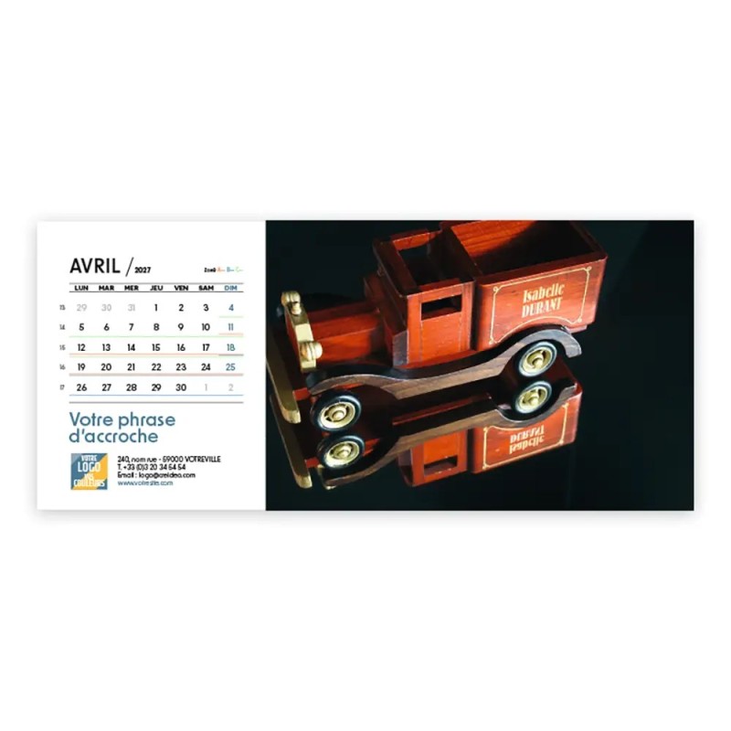 Calendrier chevalet horizontal (23x10 cm) personnalisé - nominatif Objets