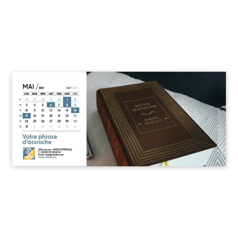Calendrier chevalet horizontal (23x10 cm) personnalisé - nominatif Objets