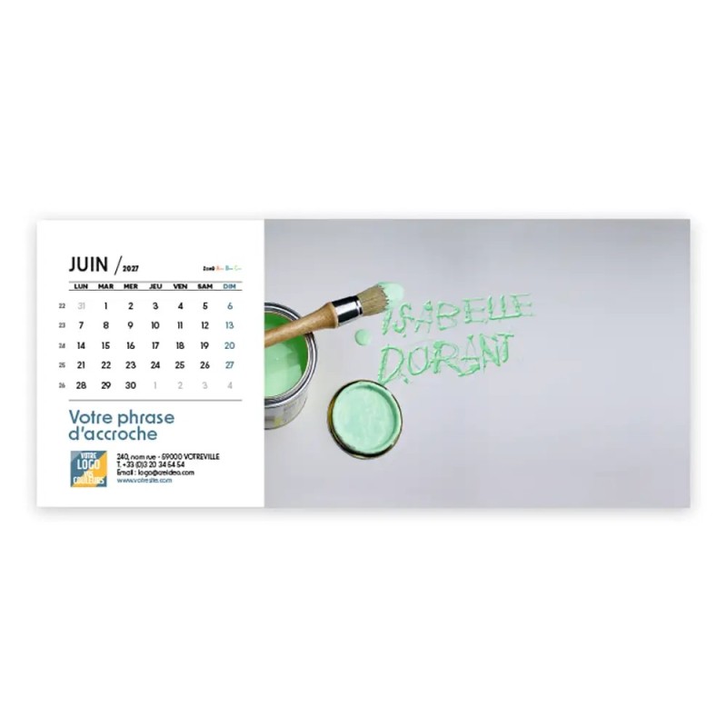 Calendrier chevalet horizontal (23x10 cm) personnalisé - nominatif Objets
