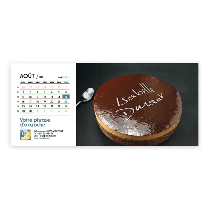 Calendrier chevalet horizontal (23x10 cm) personnalisé - nominatif Objets