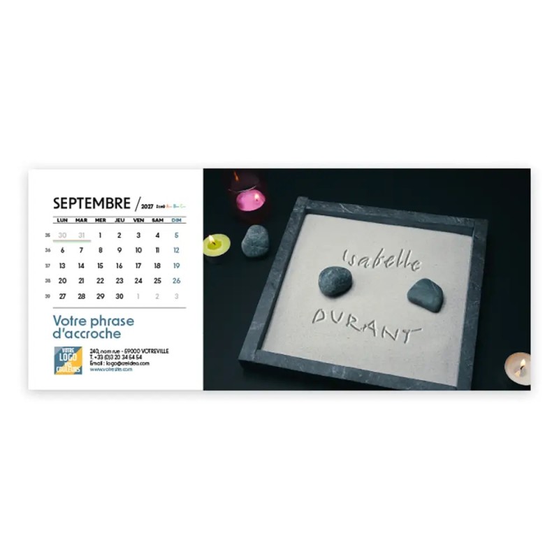 Calendrier chevalet horizontal (23x10 cm) personnalisé - nominatif Objets
