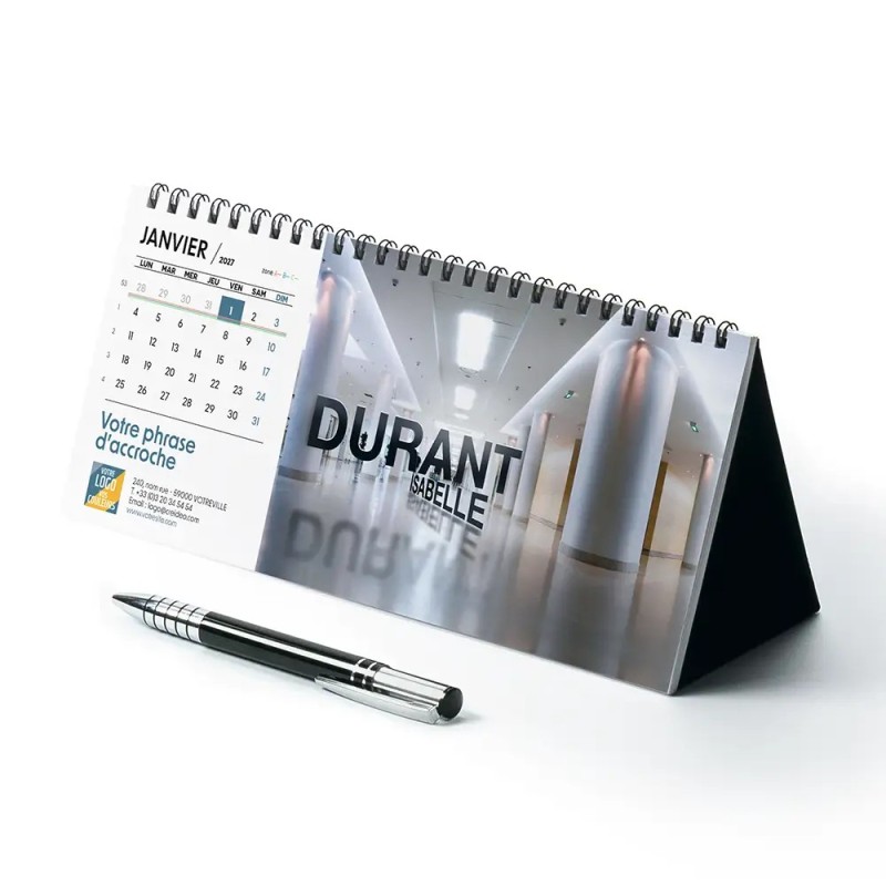 Calendrier chevalet horizontal (23x10 cm) personnalisé - nominatif Décor