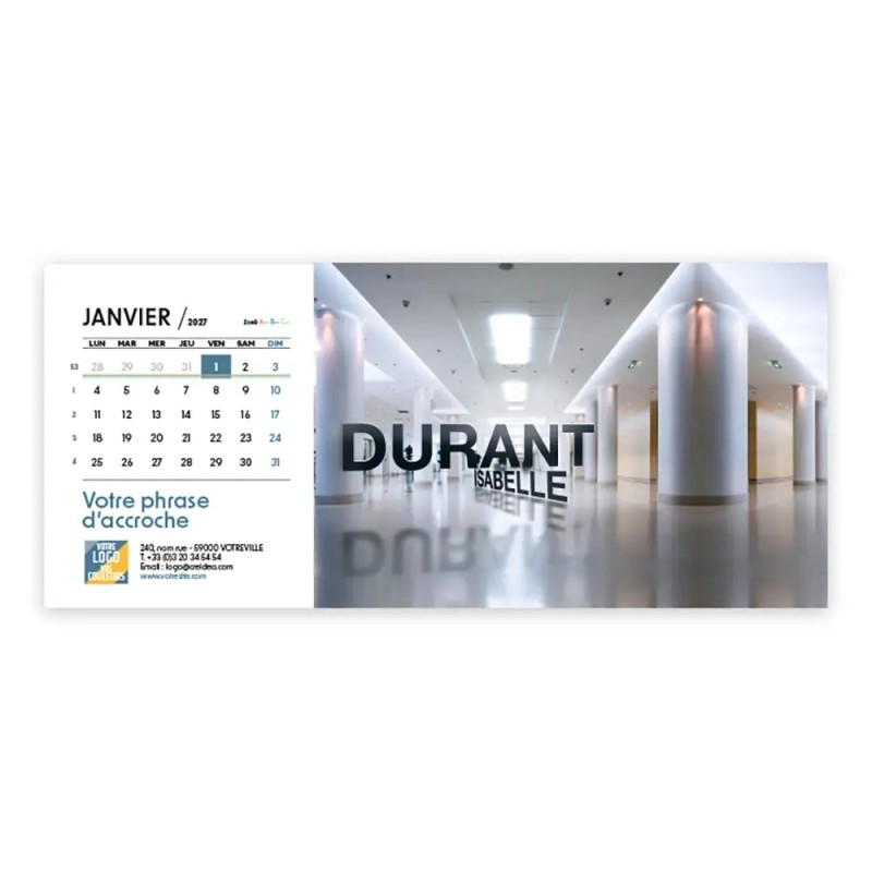 Calendrier chevalet horizontal (23x10 cm) personnalisé - nominatif Décor