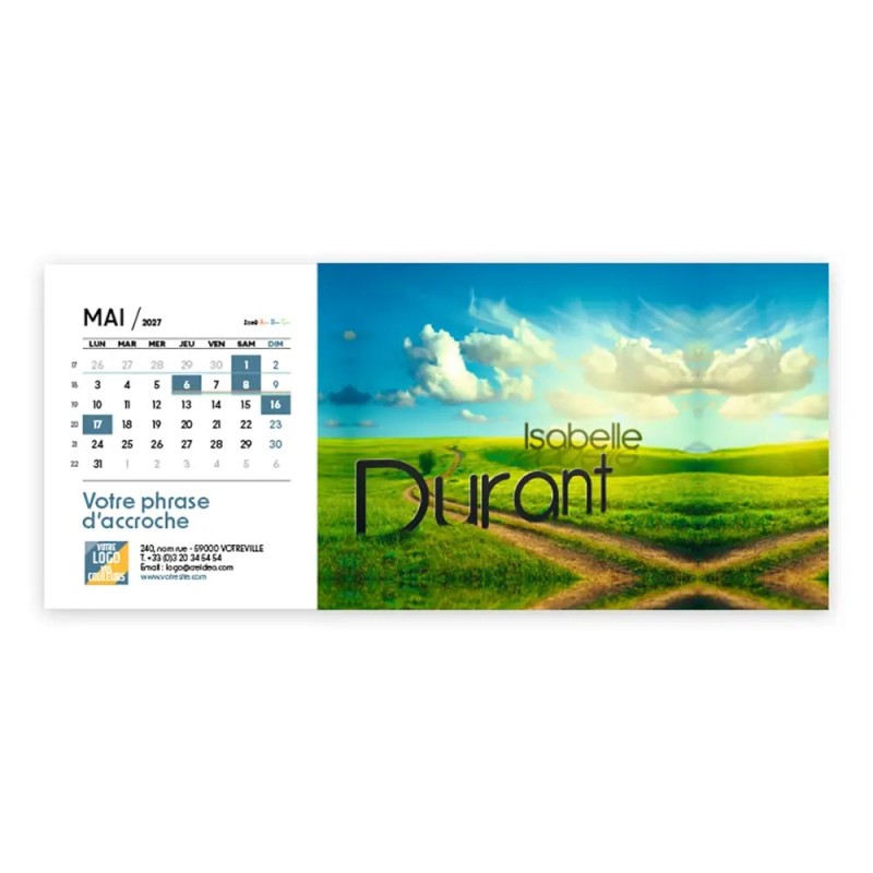 Calendrier chevalet horizontal (23x10 cm) personnalisé - nominatif Décor