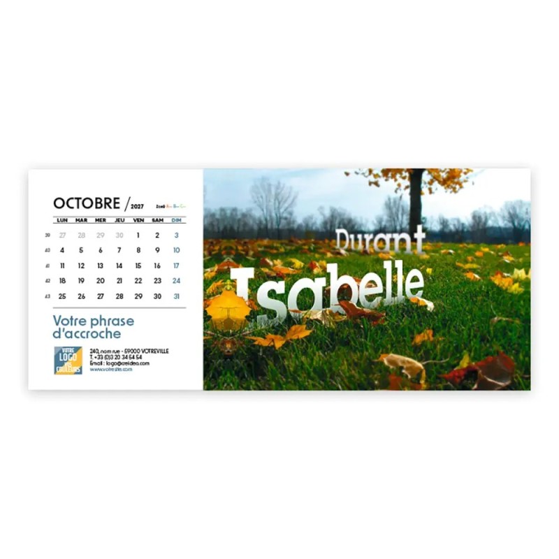 Calendrier chevalet horizontal (23x10 cm) personnalisé - nominatif Décor