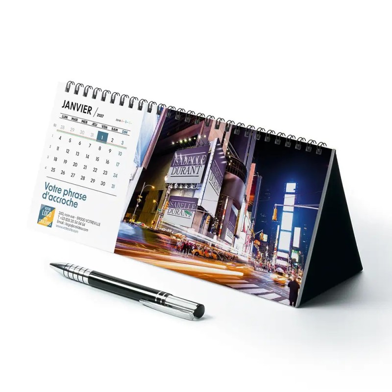 Calendrier chevalet horizontal (23x10 cm) personnalisé - nominatif Urbain