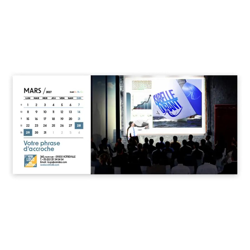 Calendrier chevalet horizontal (23x10 cm) personnalisé - nominatif Urbain