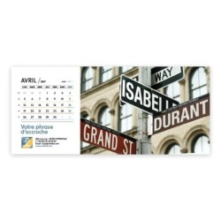 Calendrier chevalet horizontal (23x10 cm) personnalisé - nominatif Urbain