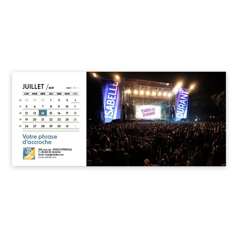 Calendrier chevalet horizontal (23x10 cm) personnalisé - nominatif Urbain