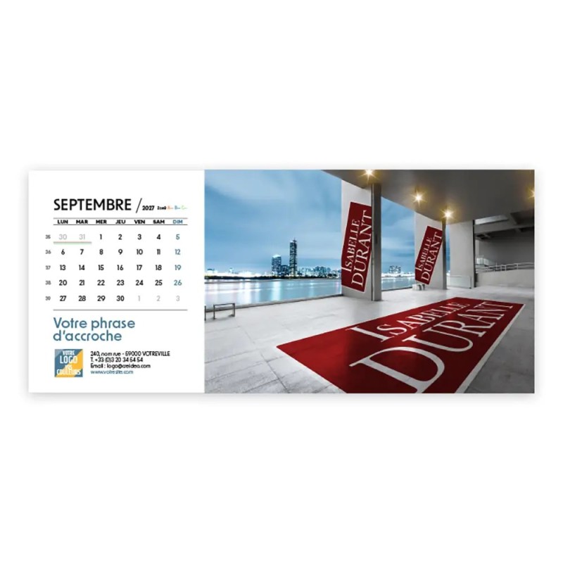 Calendrier chevalet horizontal (23x10 cm) personnalisé - nominatif Urbain