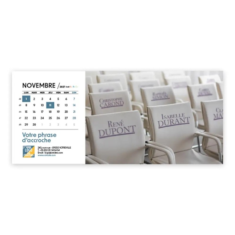 Calendrier chevalet horizontal (23x10 cm) personnalisé - nominatif Urbain