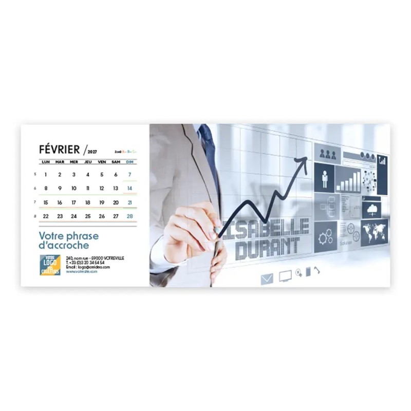 Calendrier chevalet horizontal (23x10 cm) personnalisé - nominatif Entreprise