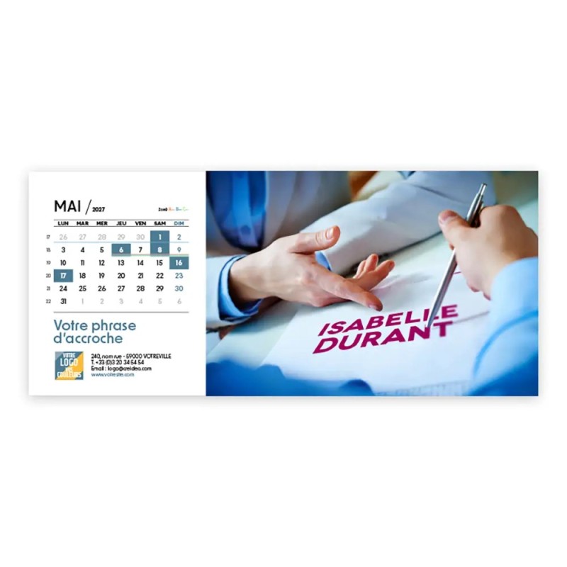 Calendrier chevalet horizontal (23x10 cm) personnalisé - nominatif Entreprise