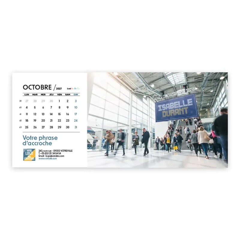 Calendrier chevalet horizontal (23x10 cm) personnalisé - nominatif Entreprise