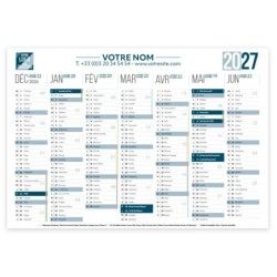 Calendrier bancaire A3 rigide personnalisé - 14 mois