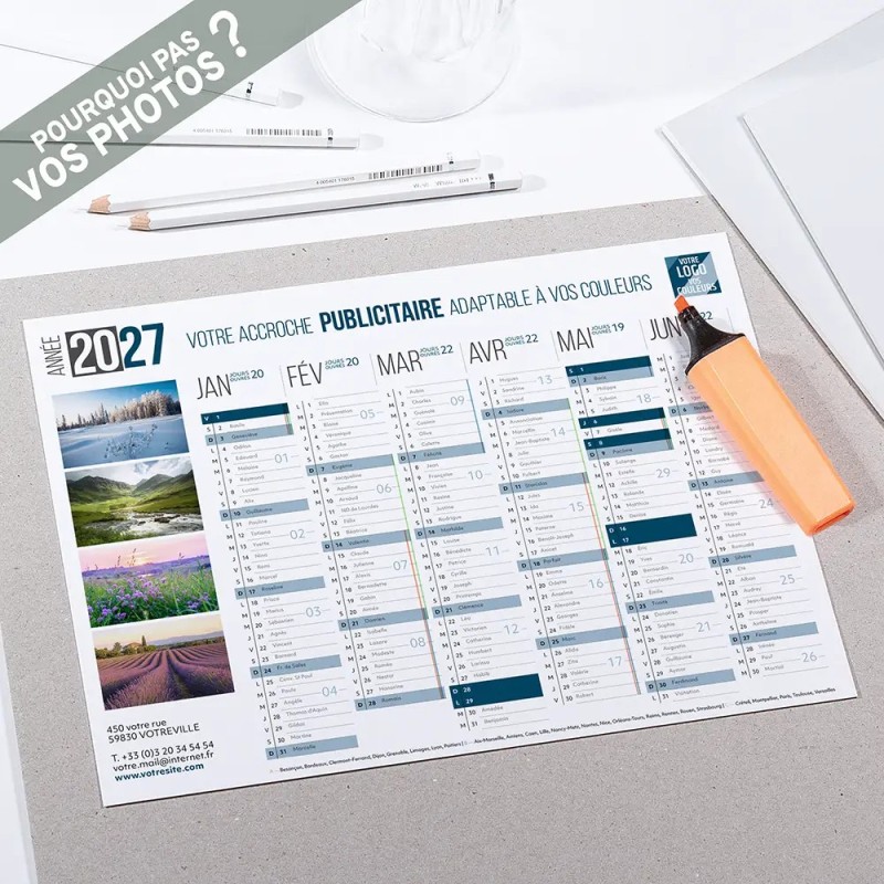 Calendrier bancaire A4 souple personnalisé - Classique