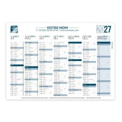 Calendrier bancaire A4 souple personnalisé - 14 mois