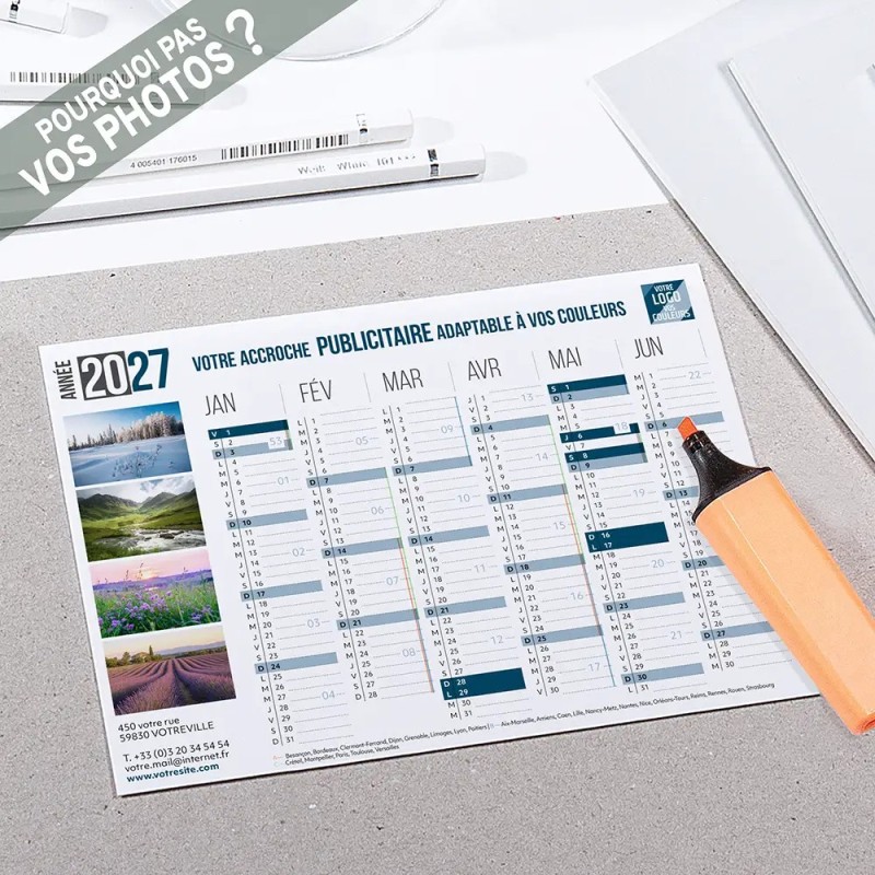 Calendrier bancaire A5 souple personnalisé - Classique