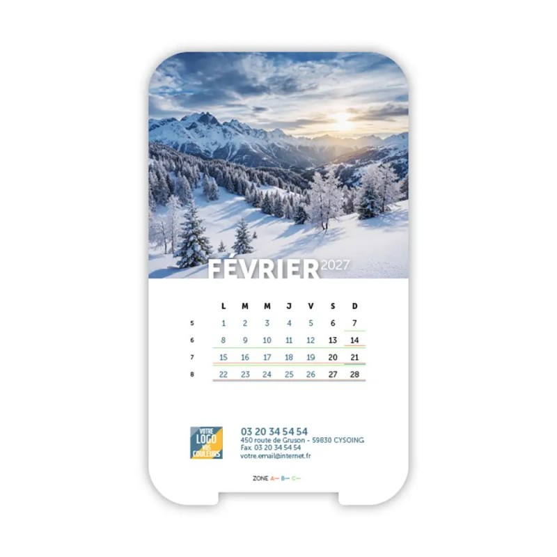 Calendrier support téléphone personnalisé - Visiocal Nature