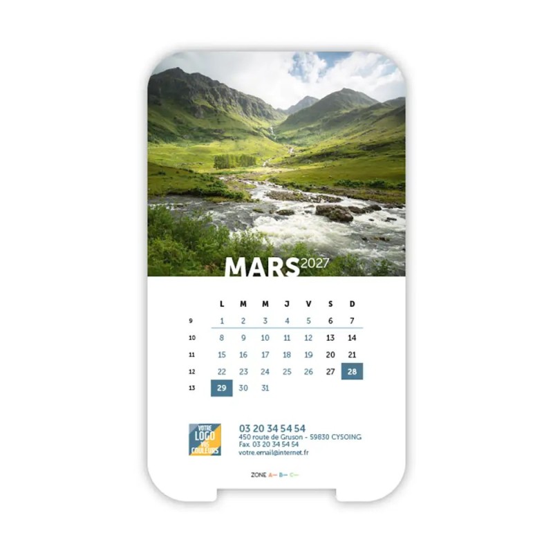 Calendrier support téléphone personnalisé - Visiocal Nature