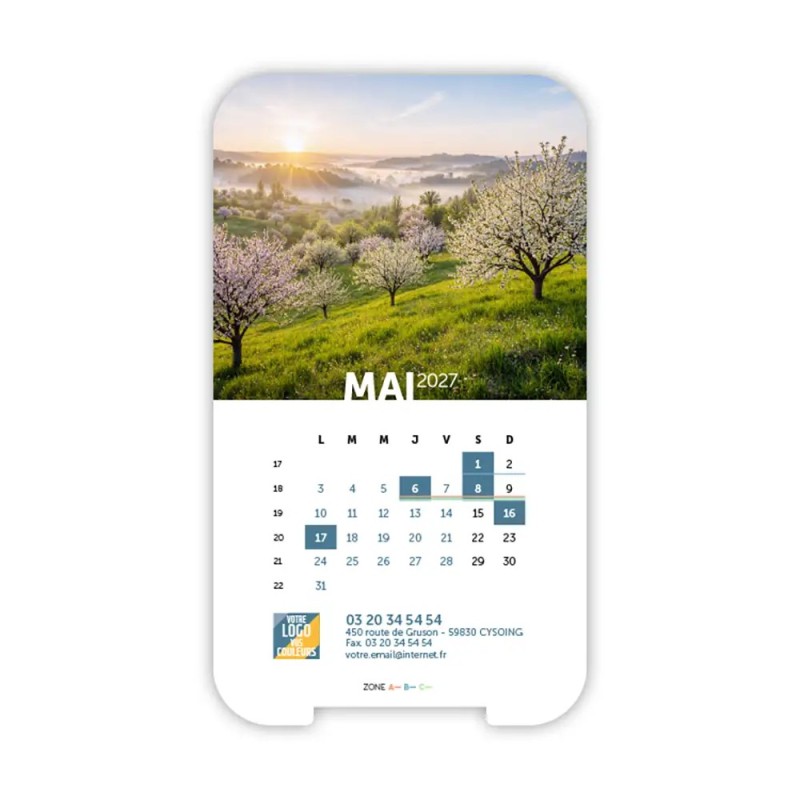 Calendrier support téléphone personnalisé - Visiocal Nature