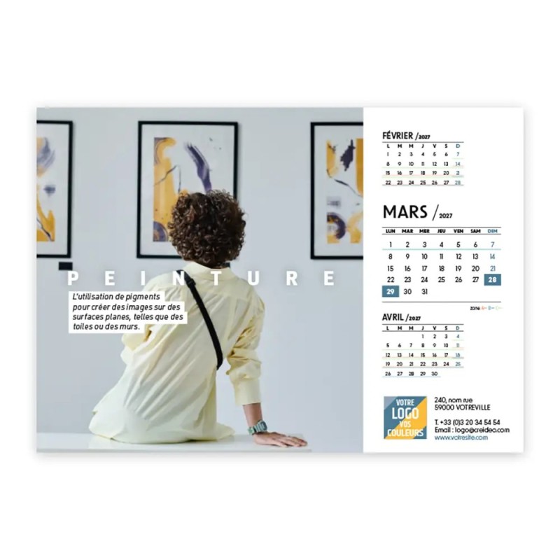 Calendrier chevalet A5 (21x15 cm) personnalisé - Arts