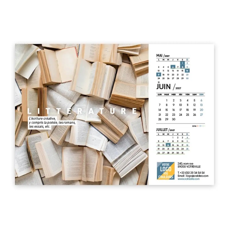 Calendrier chevalet A5 (21x15 cm) personnalisé - Arts