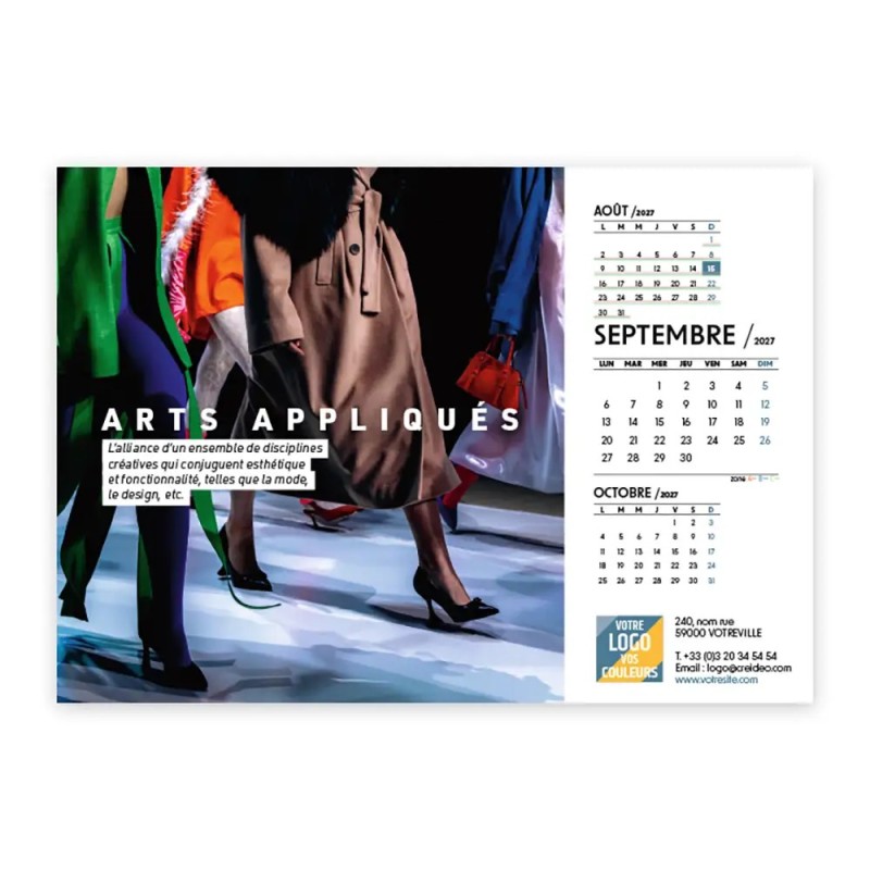 Calendrier chevalet A5 (21x15 cm) personnalisé - Arts