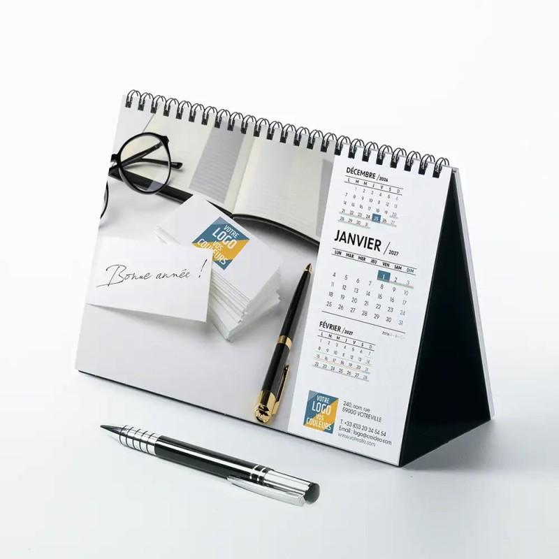 Calendrier chevalet A5 (21x15 cm) personnalisé - Logo intégré Au bureau